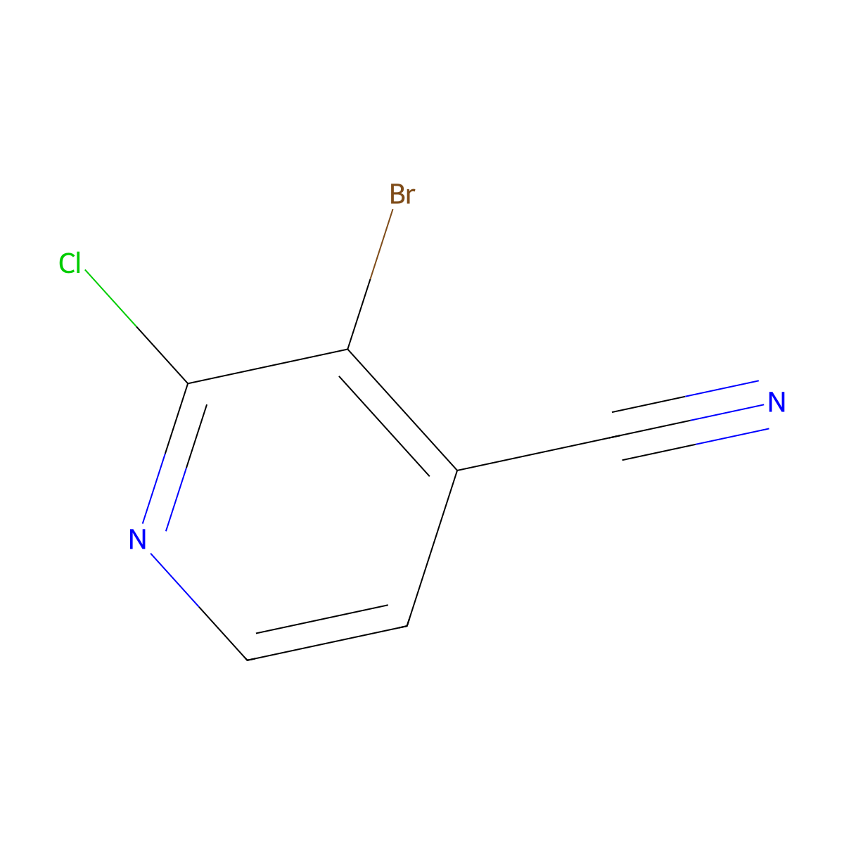 3-Bromo-2-chloropyridine-4-carbonitrile molecular structure, CAS 1807017-23-7