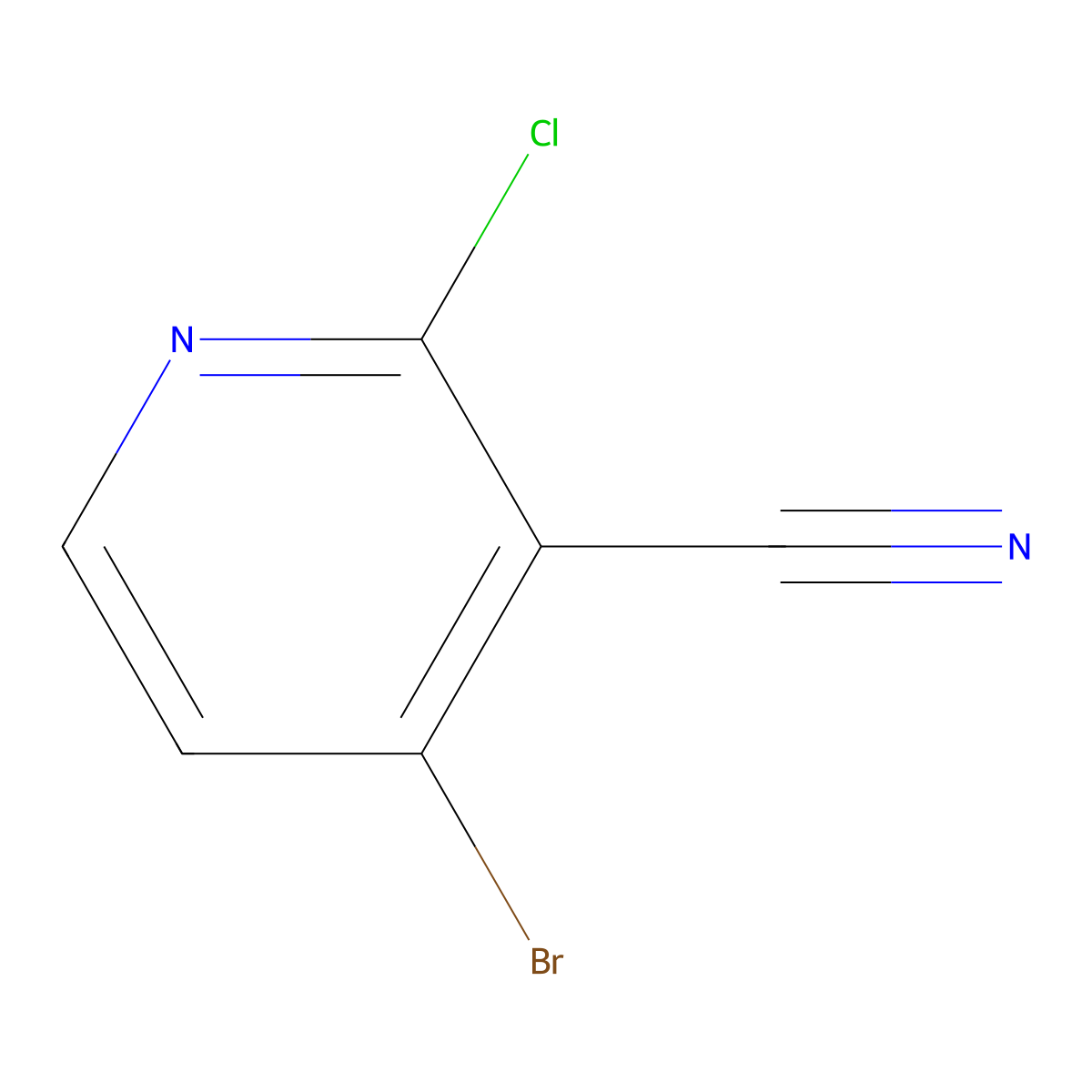 4-Bromo-2-chloronicotinonitrile molecular structure, CAS 1807017-39-5