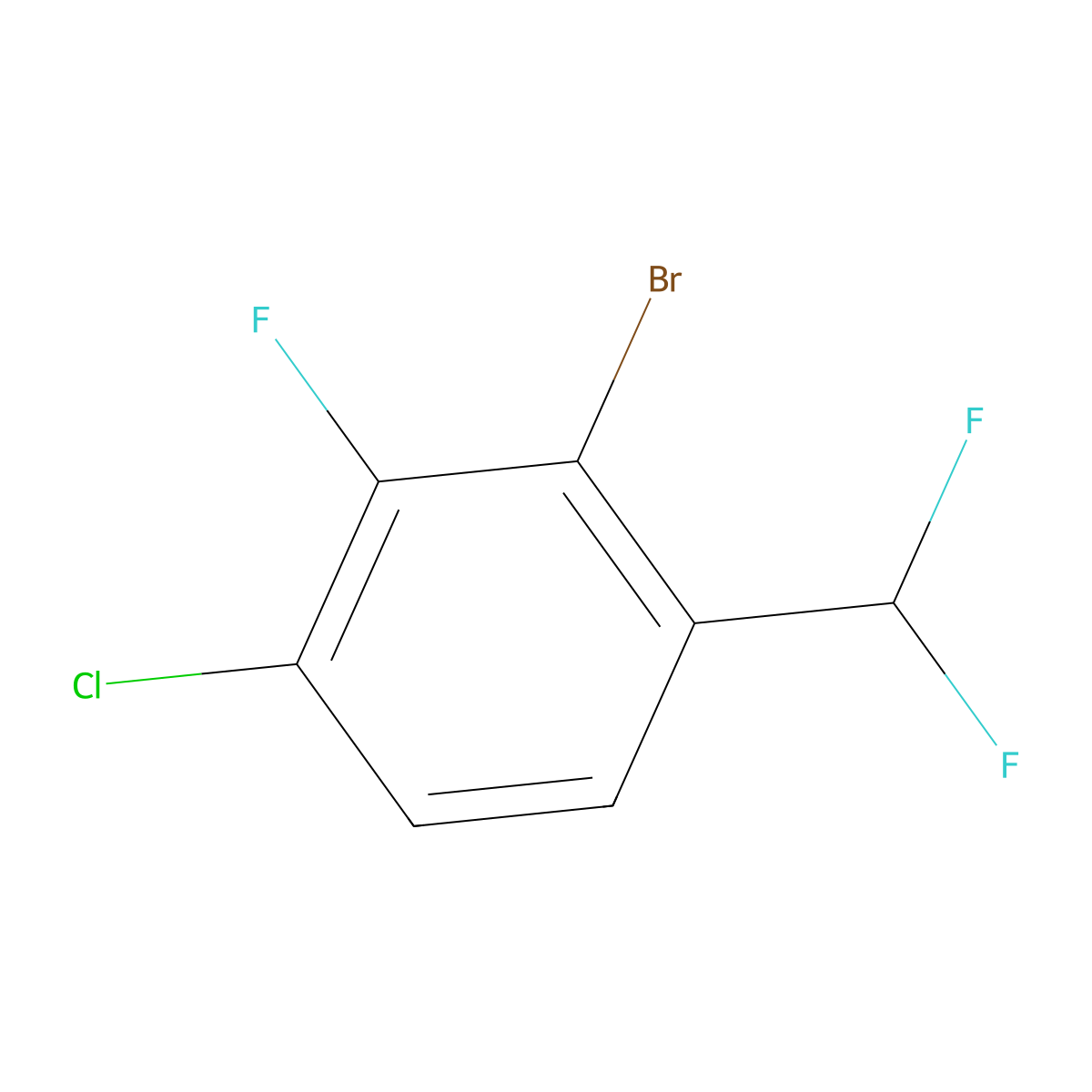 2-Bromo-4-chloro-1-(difluoromethyl)-3-fluorobenzene molecular structure, CAS 1807017-59-9