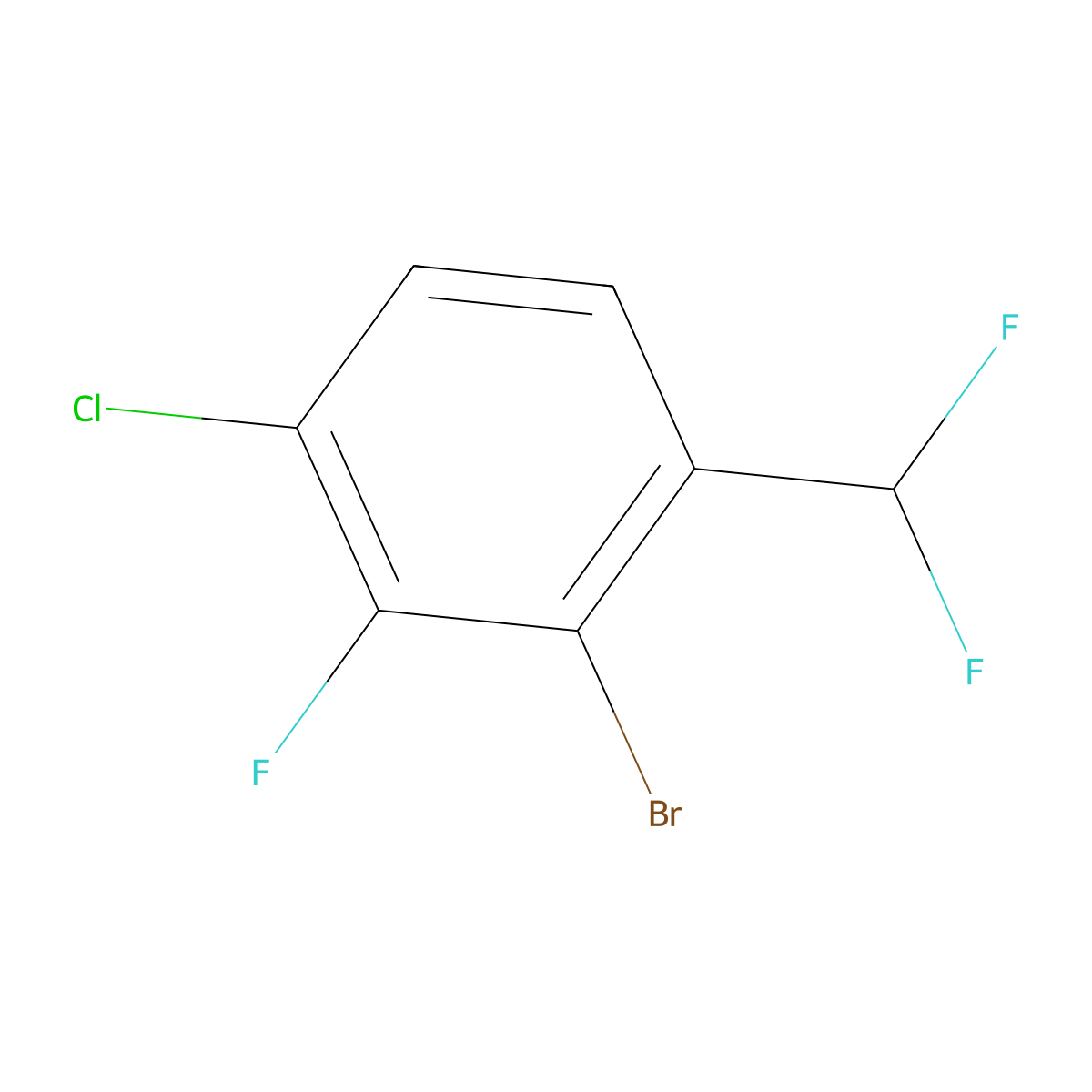 2-Bromo-4-chloro-1-(difluoromethyl)-3-fluorobenzene molecular structure, CAS 1807017-59-9
