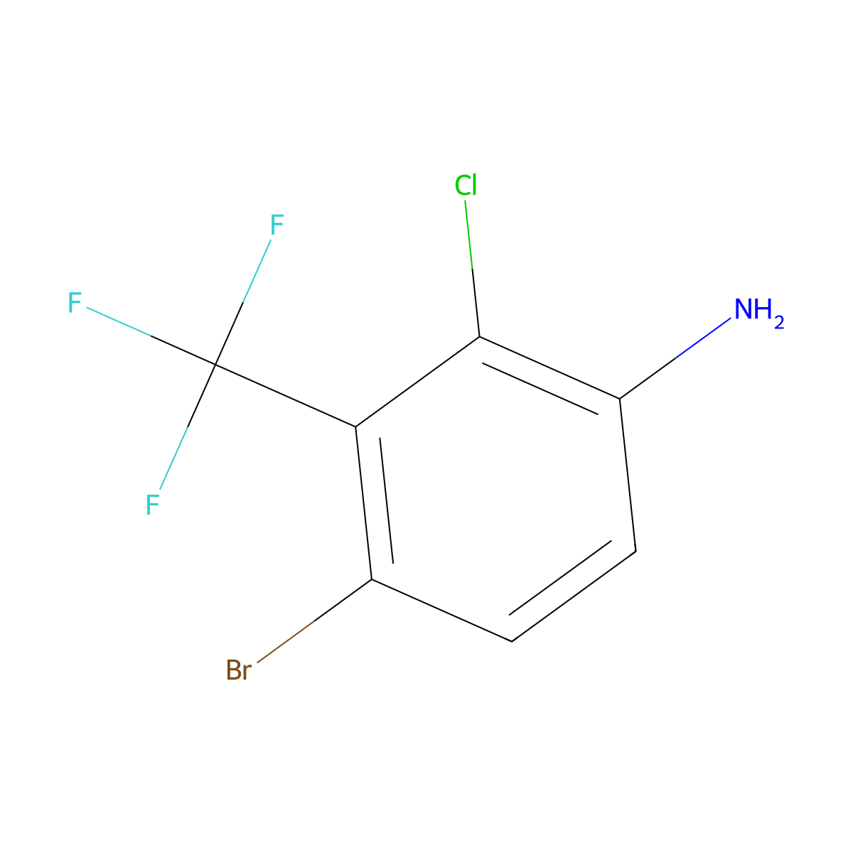 4-Bromo-2-chloro-3-(trifluoromethyl)aniline molecular structure, CAS 1807018-36-5