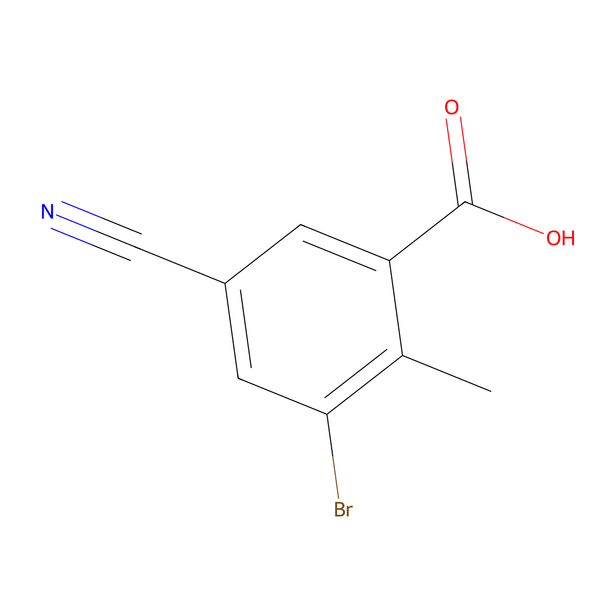 3-Bromo-5-cyano-2-methylbenzoic acid molecular structure, CAS 1807019-17-5