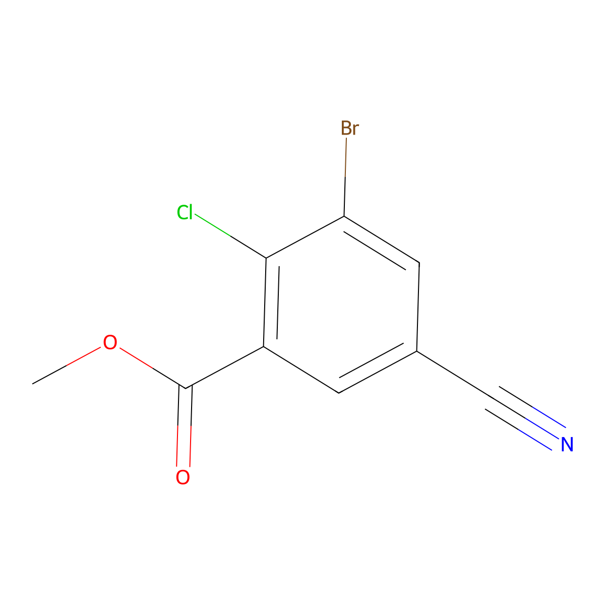Methyl 3-bromo-2-chloro-5-cyanobenzoate molecular structure, CAS 1807026-10-3