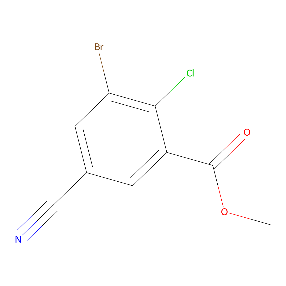 Methyl 3-bromo-2-chloro-5-cyanobenzoate molecular structure, CAS 1807026-10-3