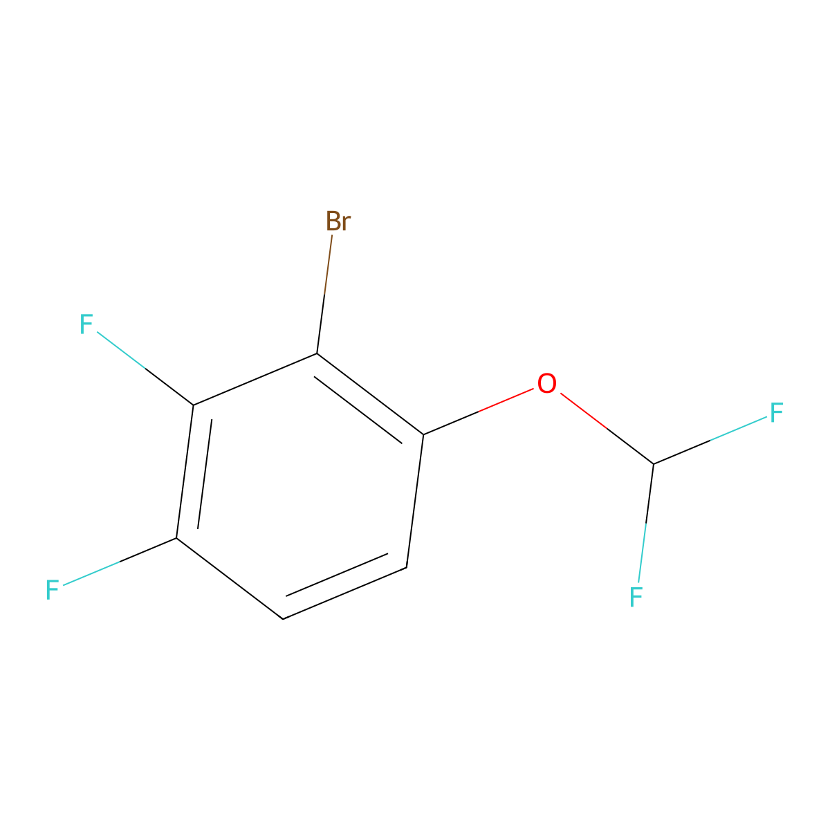 1-Bromo-2,3-difluoro-6-(difluoromethoxy)benzene molecular structure, CAS 1807026-35-2