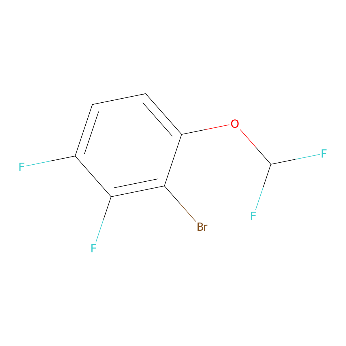1-Bromo-2,3-difluoro-6-(difluoromethoxy)benzene molecular structure, CAS 1807026-35-2