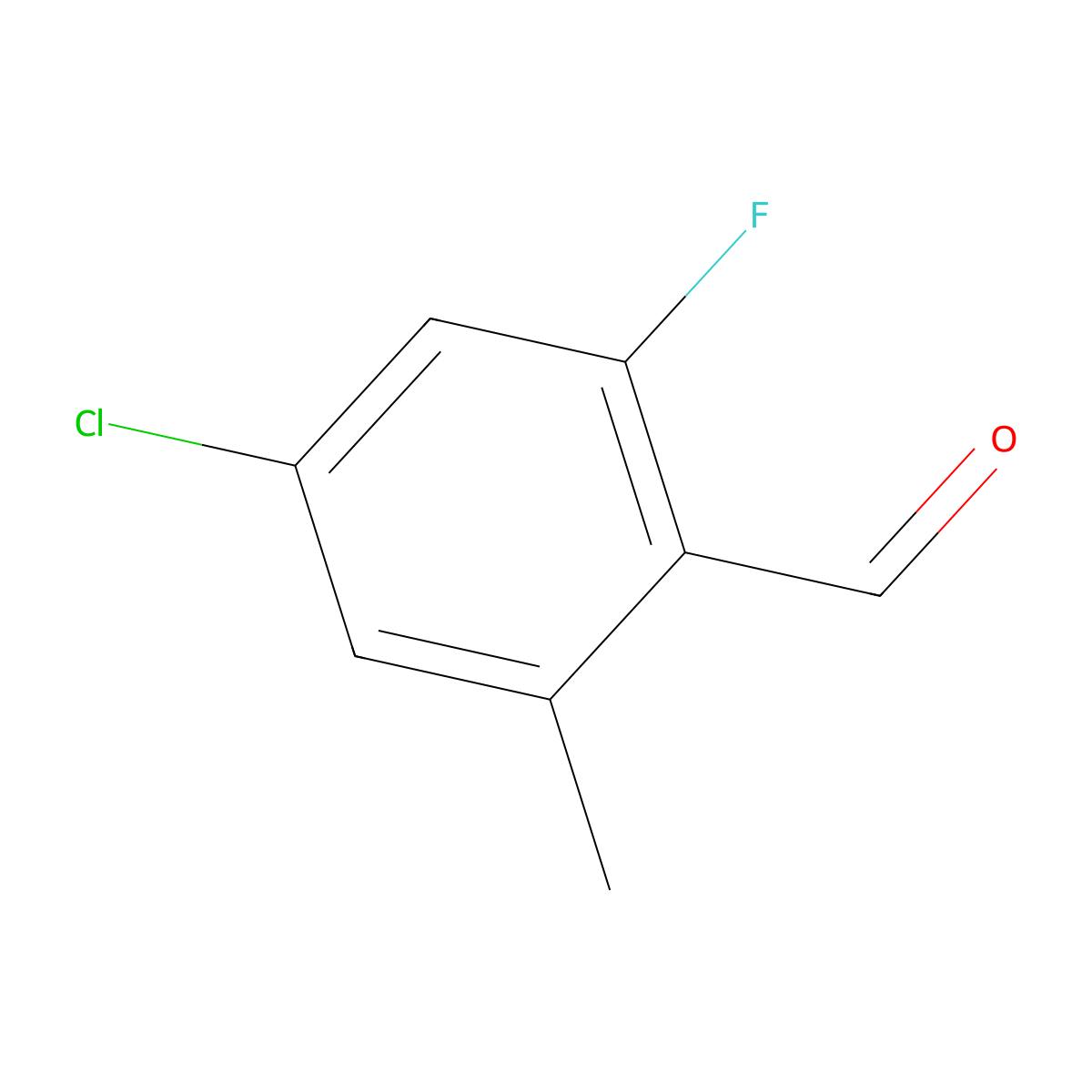 4-Chloro-2-fluoro-6-methylbenzaldehyde molecular structure, CAS 1807026-43-2