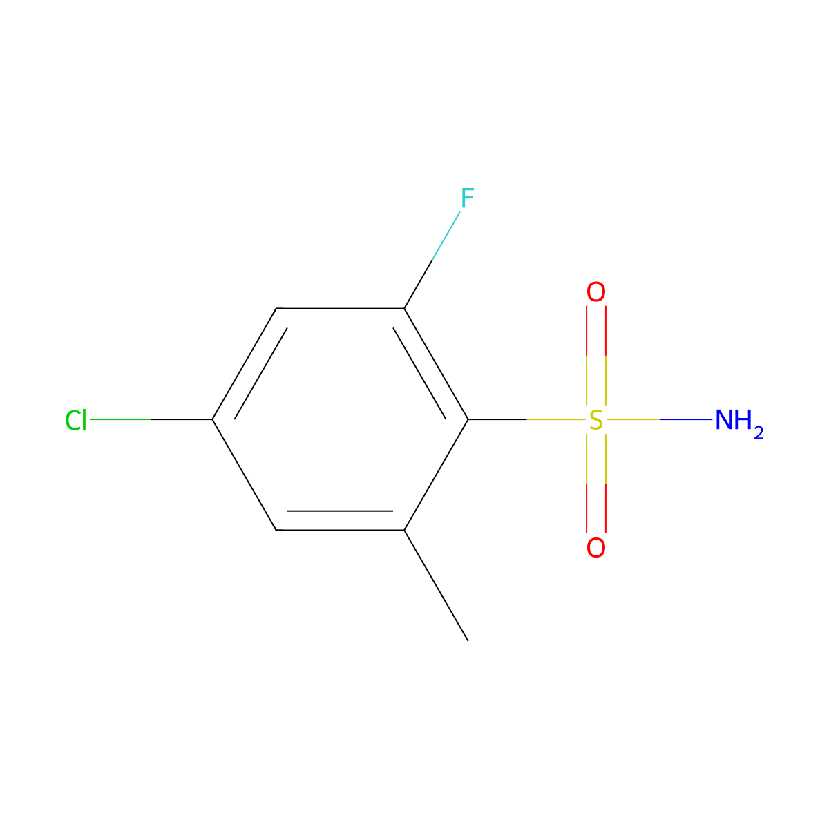 4-Chloro-2-fluoro-6-methylbenzene-1-sulfonamide molecular structure, CAS 1807026-69-2