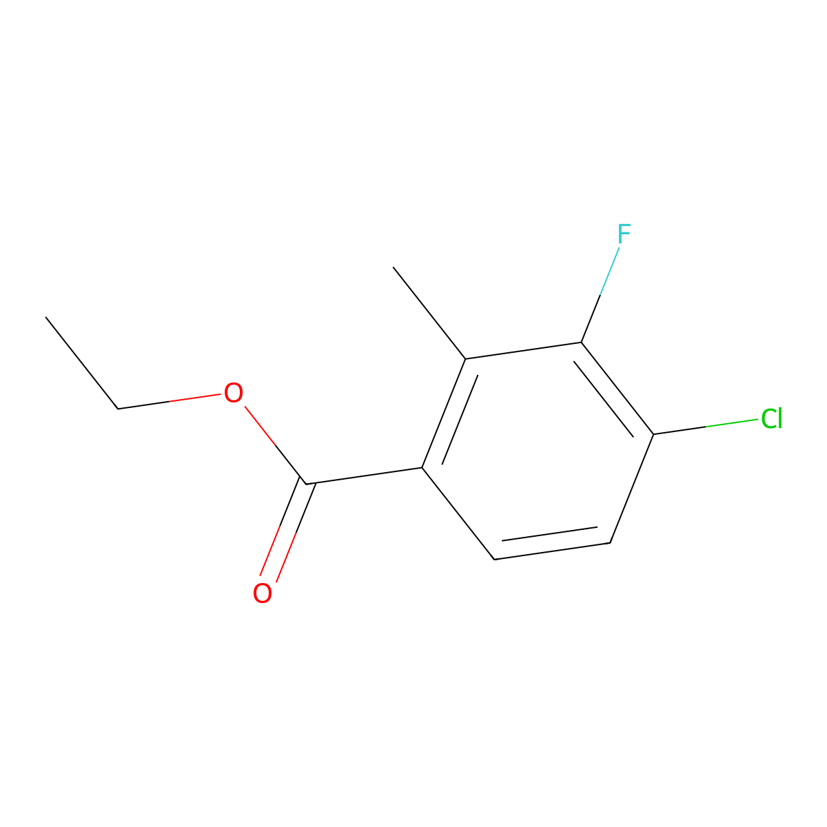 Ethyl 4-chloro-3-fluoro-2-methybenzoate molecular structure, CAS 1807027-04-8