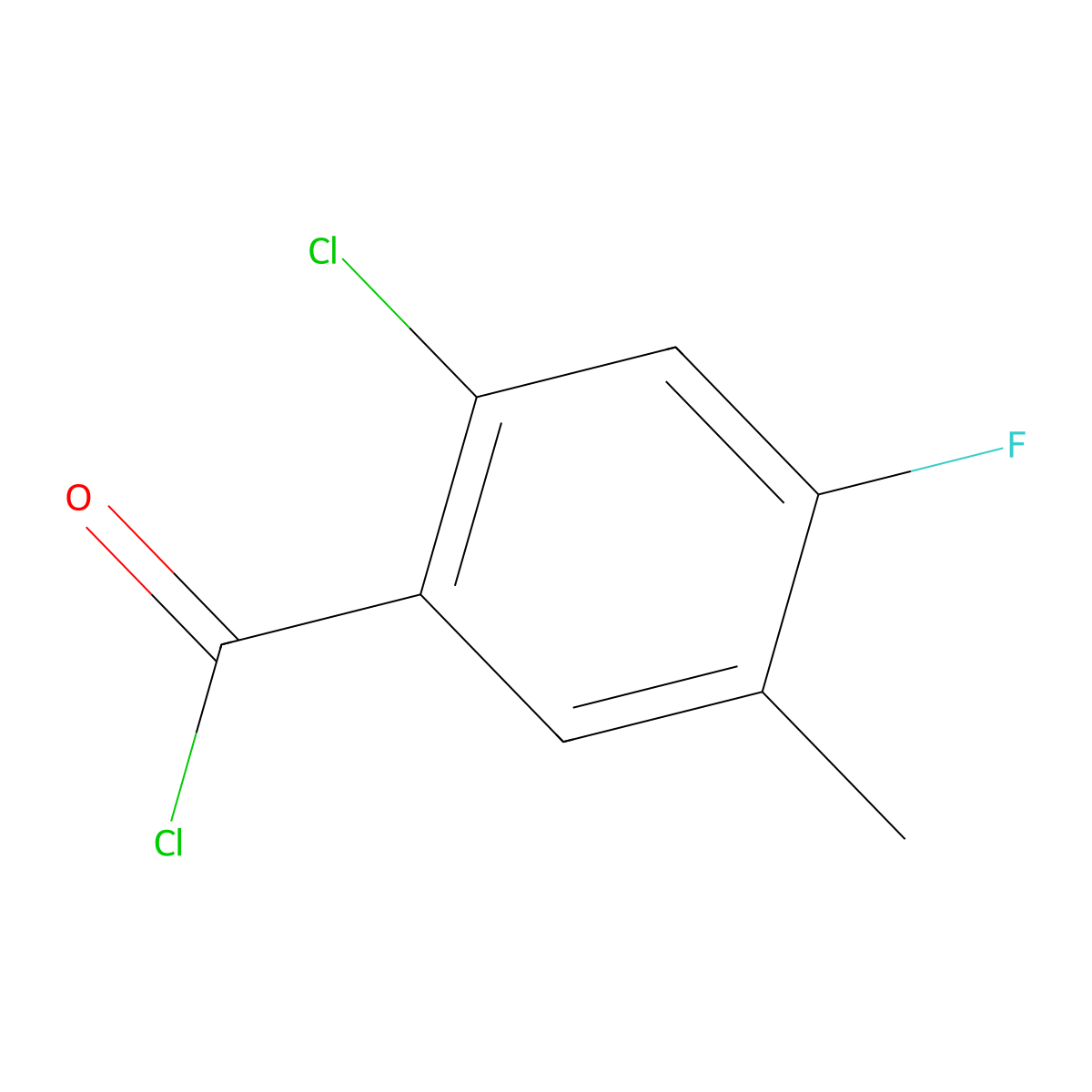 2-Chloro-4-fluoro-5-methylbenzoyl chloride molecular structure, CAS 1807027-18-4
