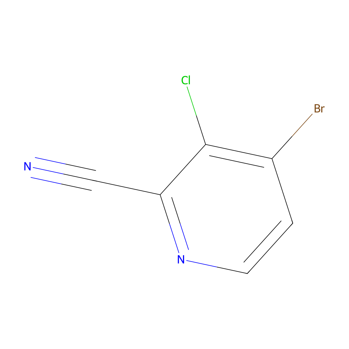 4-Bromo-3-chloropicolinonitrile molecular structure, CAS 1807027-63-9