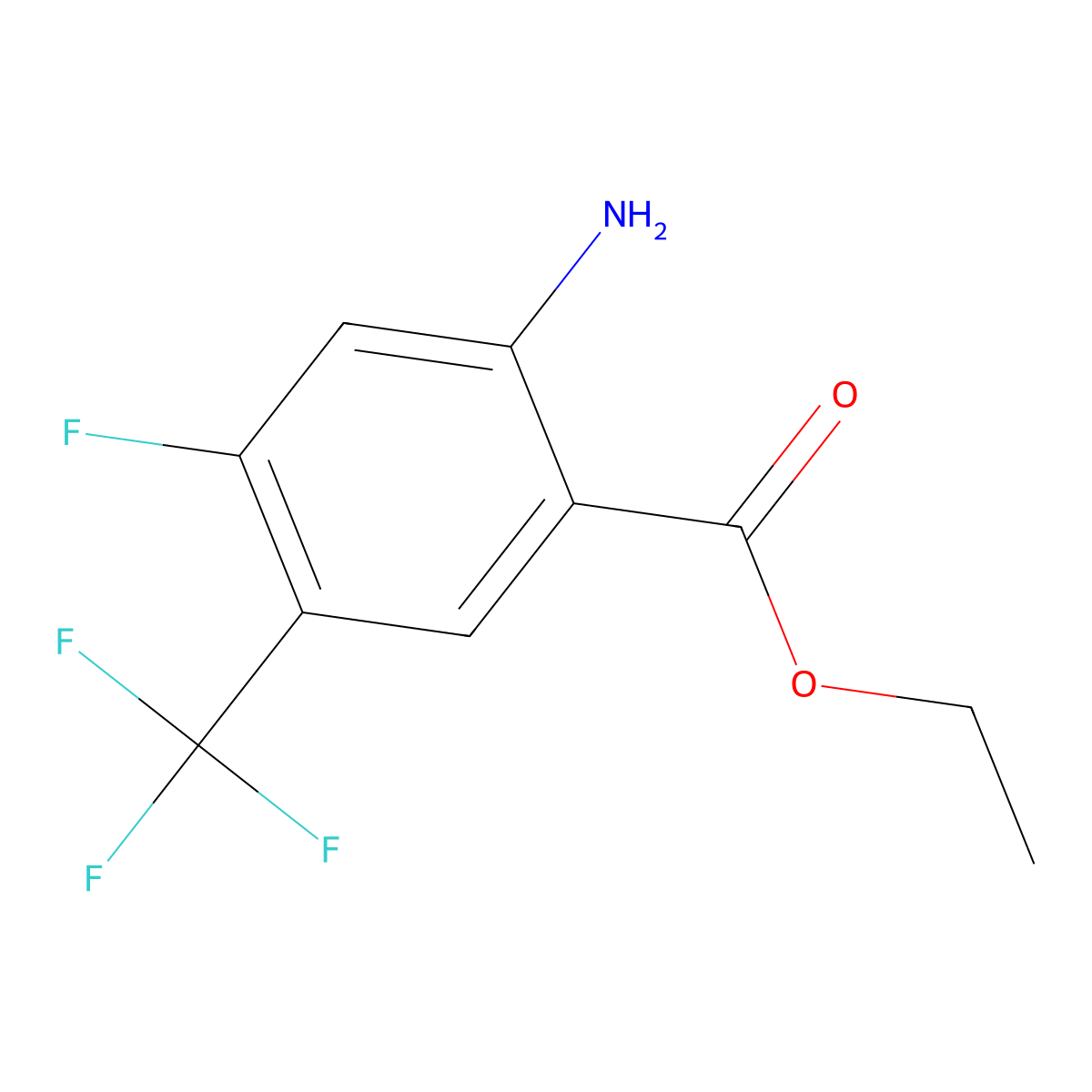 Ethyl 2-amino-4-fluoro-5-(trifluoromethyl)benzoate molecular structure, CAS 1807027-89-9