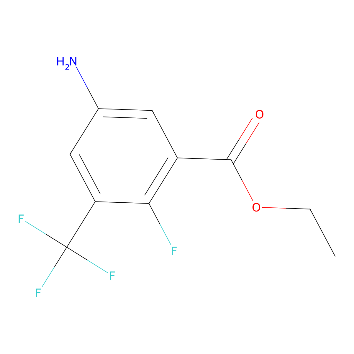 Ethyl 5-amino-2-fluoro-3-(trifluoromethyl)benzoate molecular structure, CAS 1807028-00-7