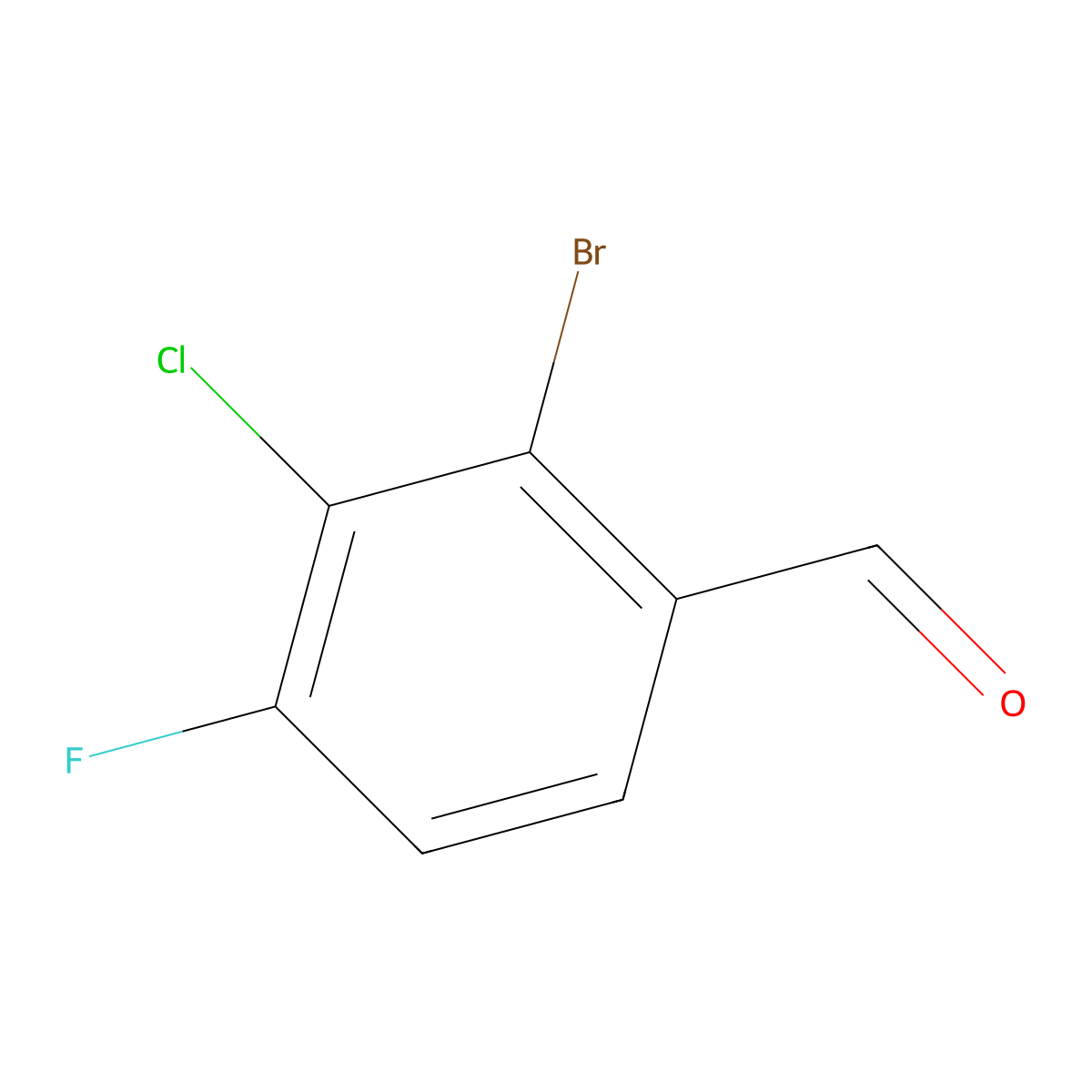 2-Bromo-3-chloro-4-fluorobenzaldehyde molecular structure, CAS 1807028-02-9