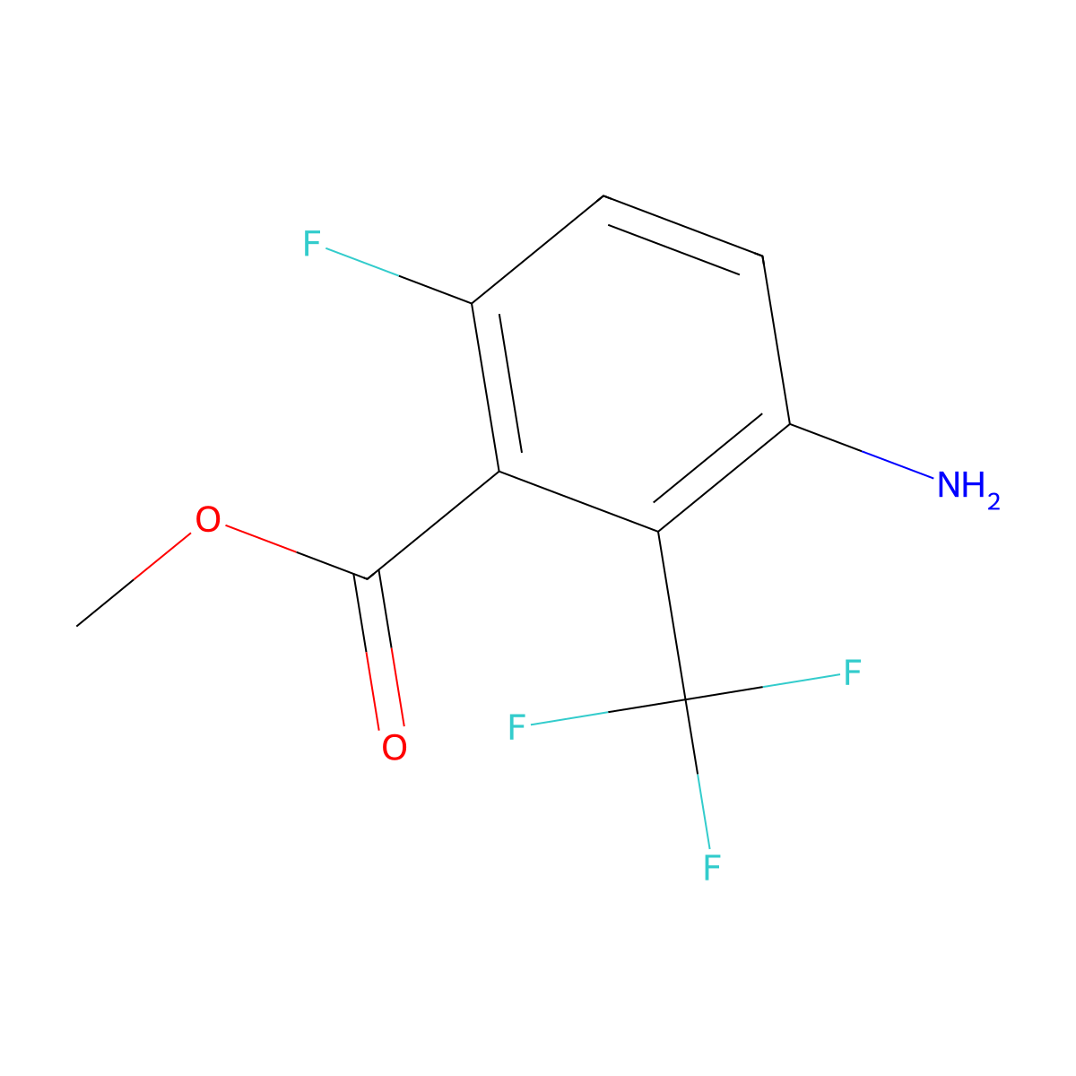 Methyl 3-amino-6-fluoro-2-(trifluoromethyl)benzoate molecular structure, CAS 1807028-10-9