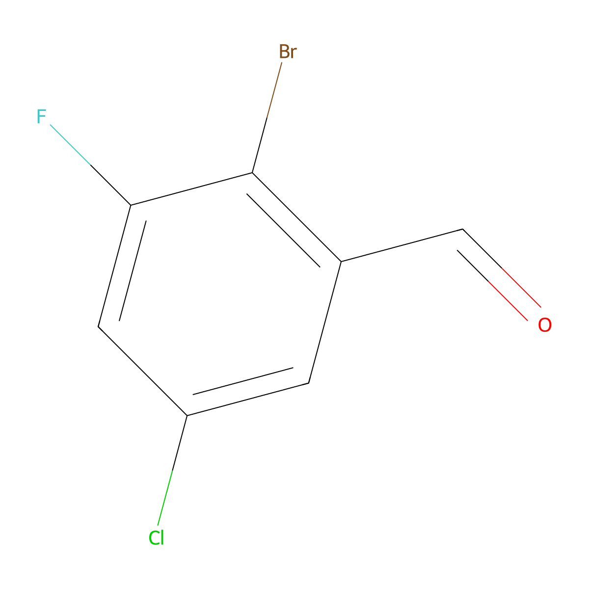 2-Bromo-5-chloro-3-fluorobenzaldehyde molecular structure, CAS 1807028-15-4