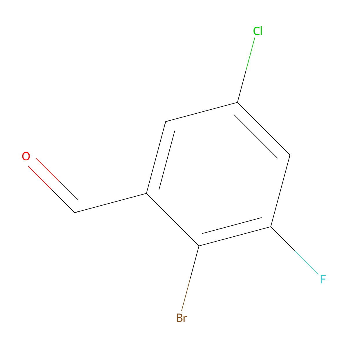 2-Bromo-5-chloro-3-fluorobenzaldehyde molecular structure, CAS 1807028-15-4