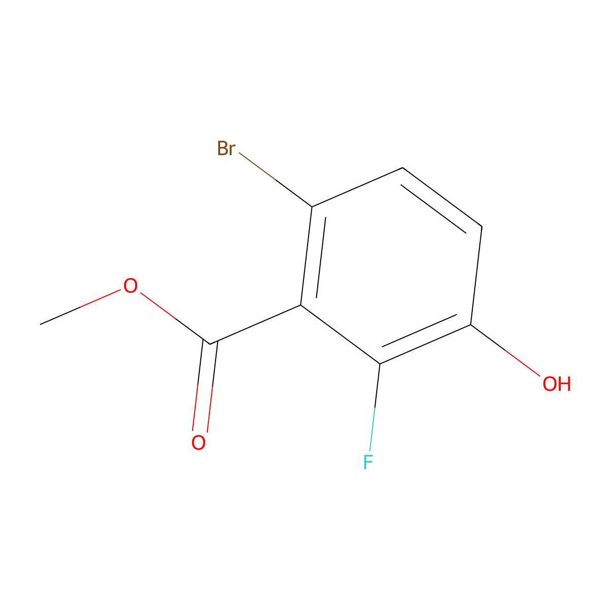 Methyl 6-bromo-2-fluoro-3-hydroxybenzoate molecular structure, CAS 1807032-97-8