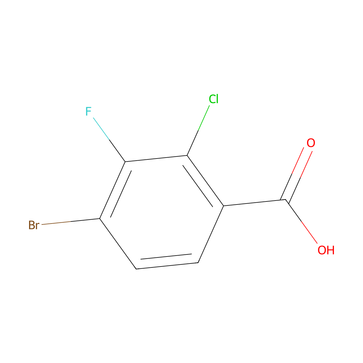 4-Bromo-2-chloro-3-fluorobenzoic acid molecular structure, CAS 1807036-03-8