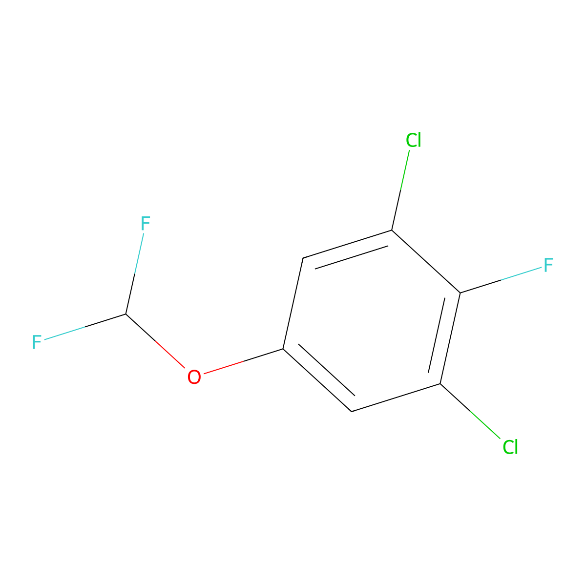 1,3-Dichloro-5-difluoromethoxy-2-fluorobenzene molecular structure, CAS 1807037-08-6
