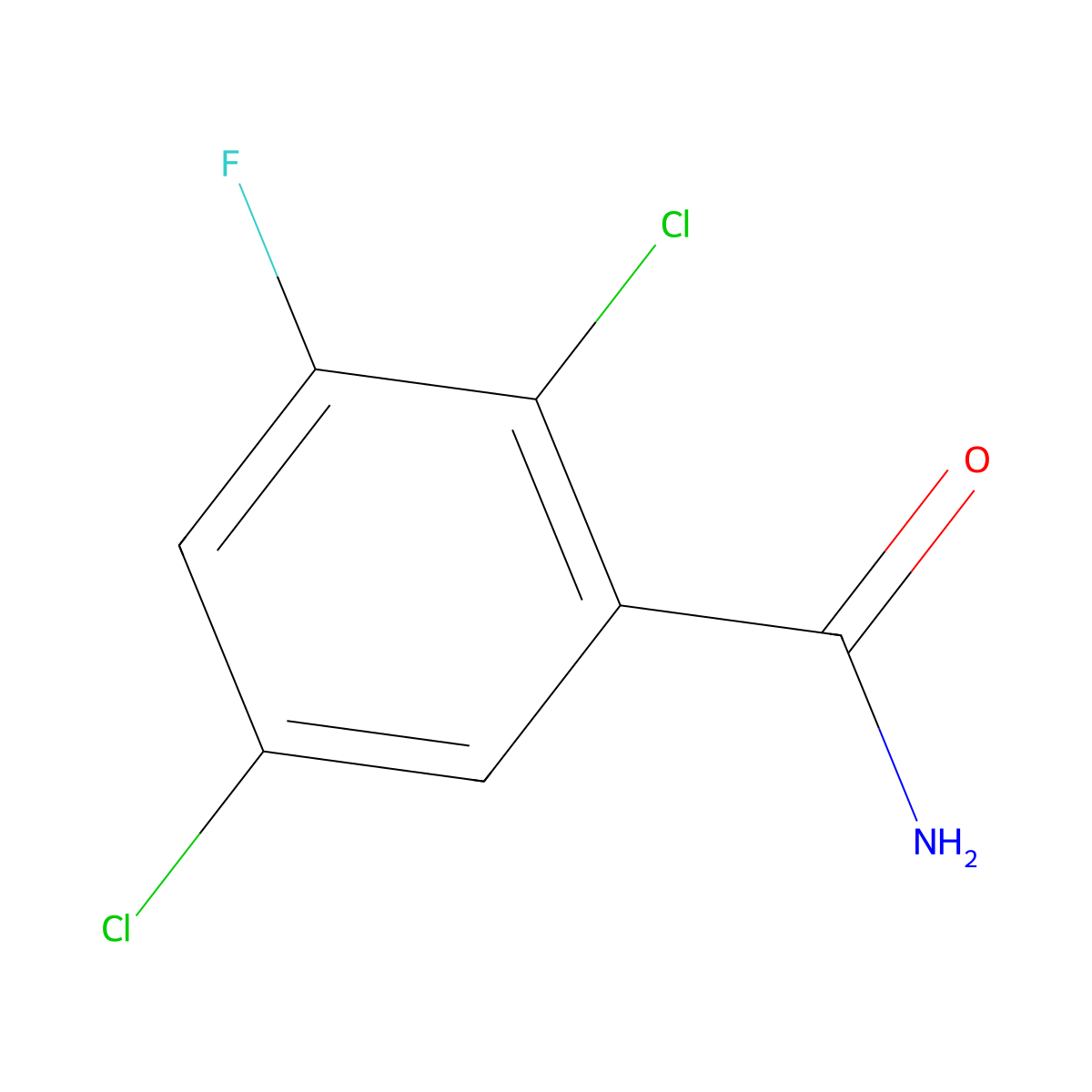 2,5-Dichloro-3-fluorobenzamide molecular structure, CAS 1807039-54-8