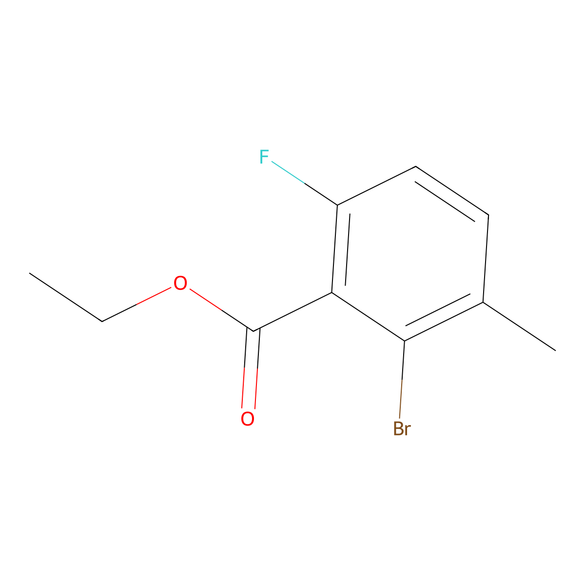 Ethyl 2-bromo-6-fluoro-3-methylbenzoate molecular structure, CAS 1807043-56-6
