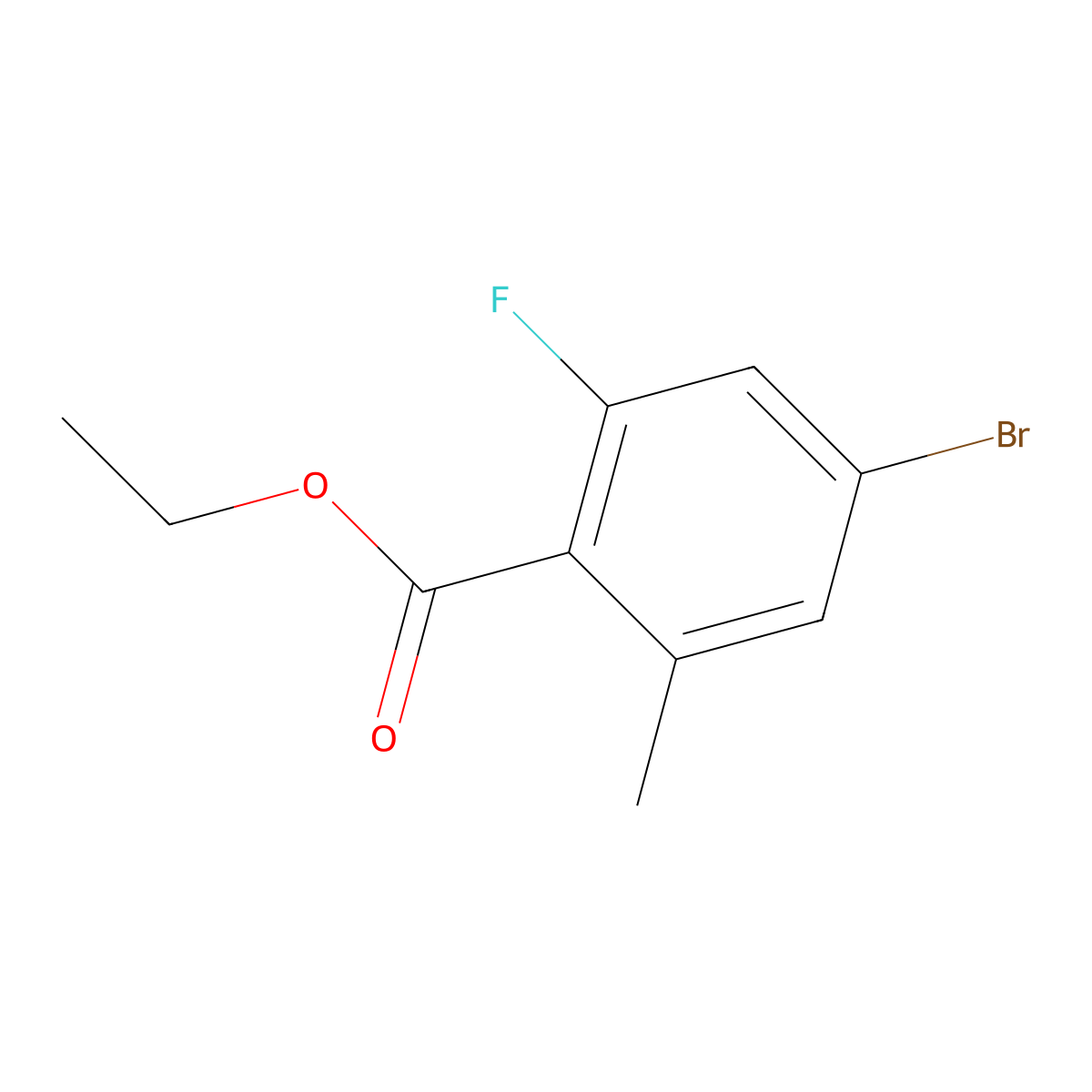 Ethyl 4-bromo-2-fluoro-6-methylbenzoate molecular structure, CAS 1807043-73-7