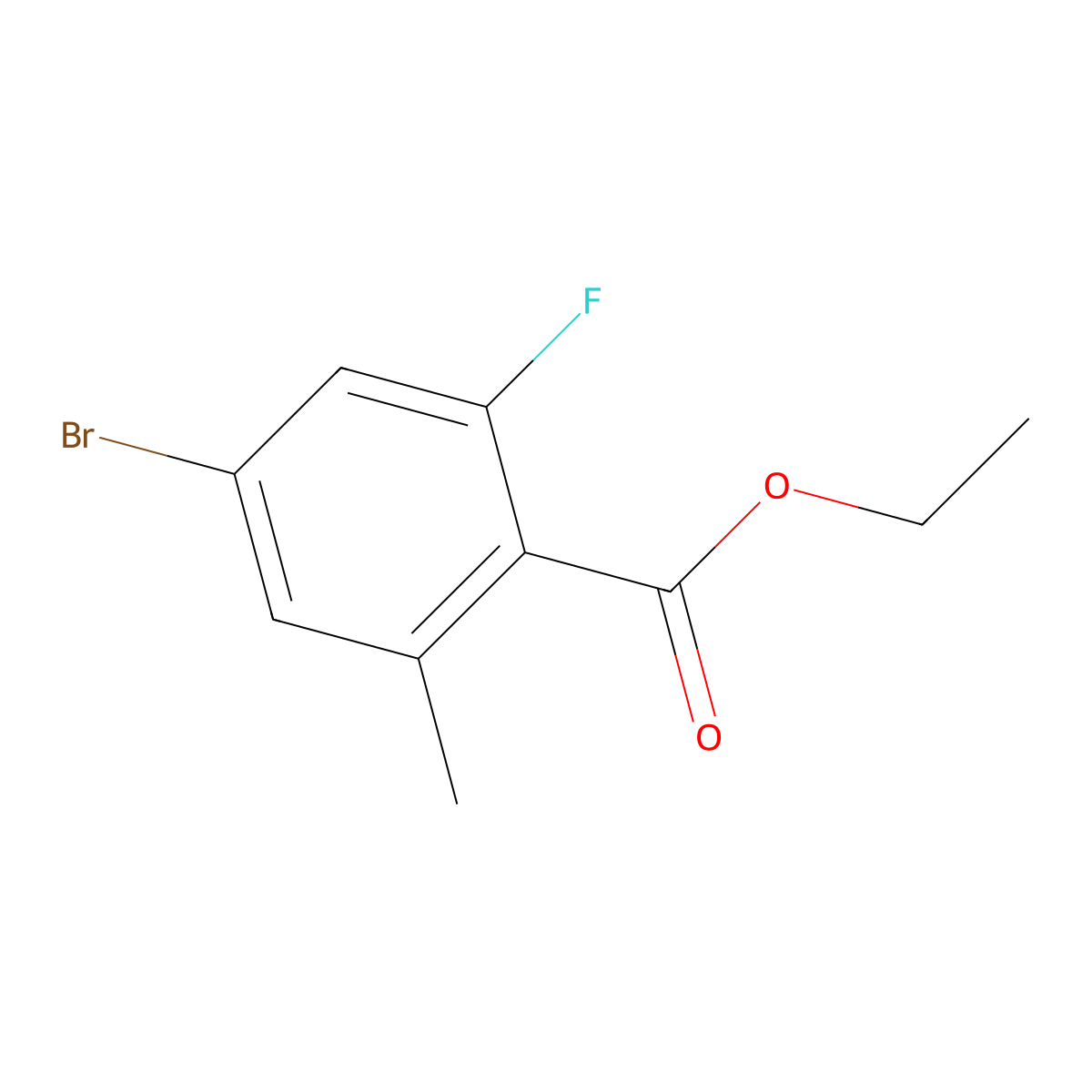 Ethyl 4-bromo-2-fluoro-6-methylbenzoate molecular structure, CAS 1807043-73-7