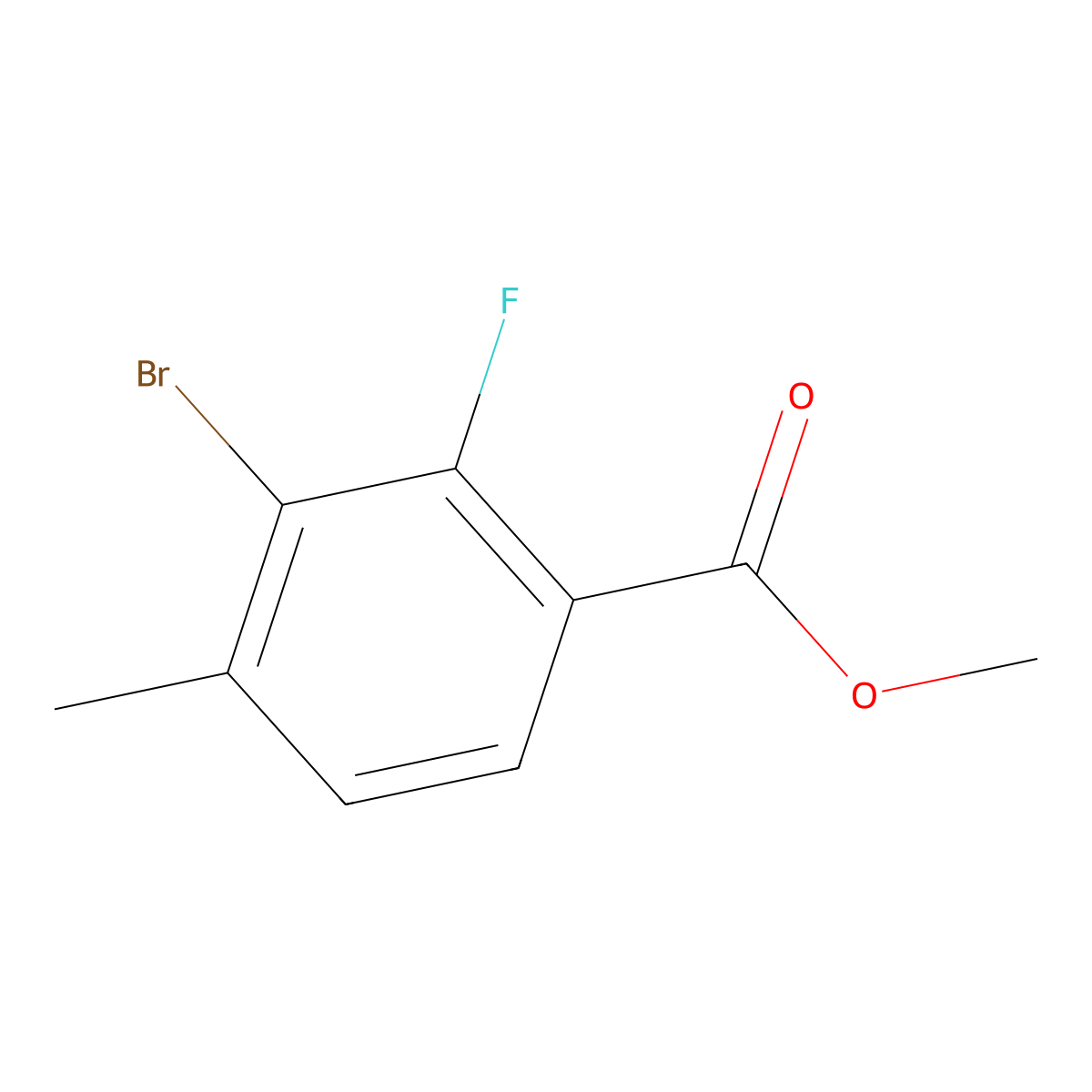Methyl 3-bromo-2-fluoro-4-methylbenzoate molecular structure, CAS 1807043-92-0