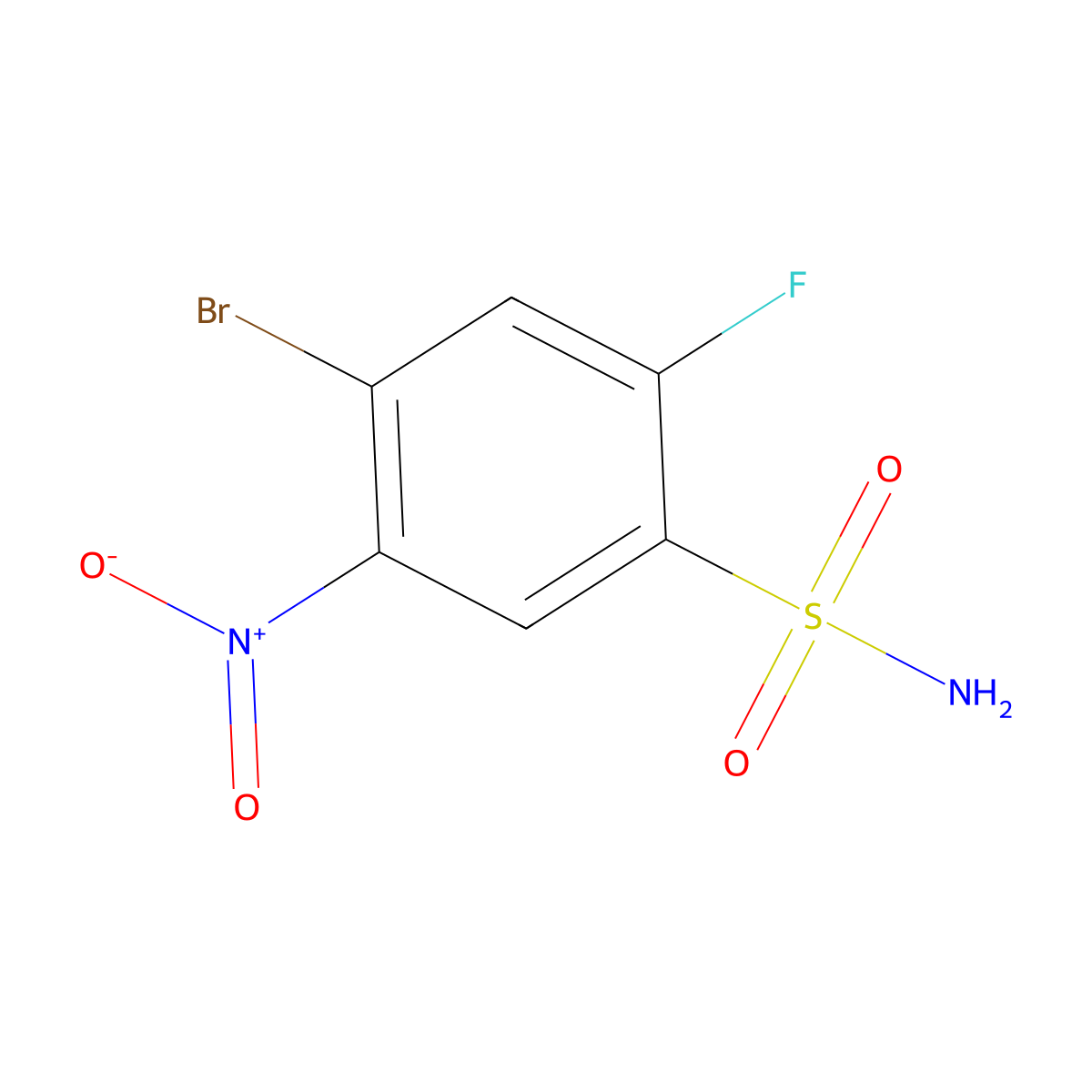 4-Bromo-2-fluoro-5-nitrobenzenesulfonamide molecular structure, CAS 1807044-64-9