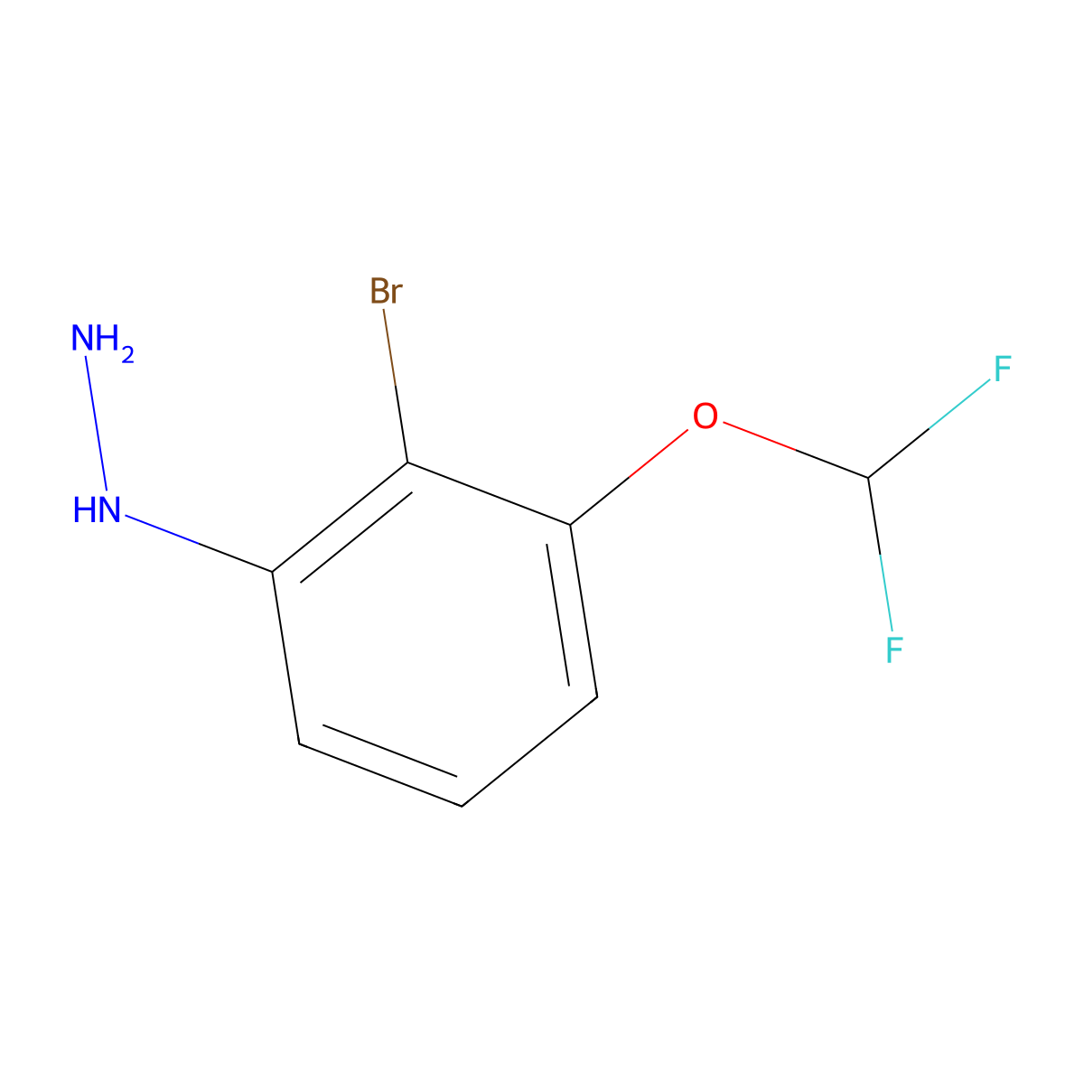 1-(2-Bromo-3-(difluoromethoxy)phenyl)hydrazine molecular structure, CAS 1807058-17-8