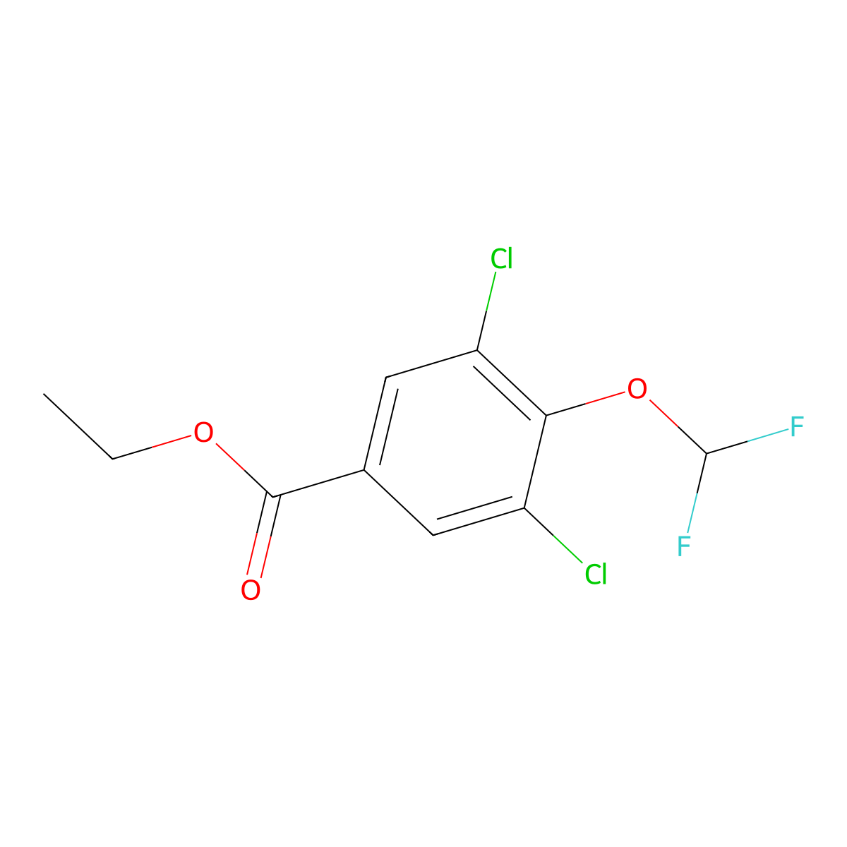 Ethyl 3,5-dichloro-4-(difluoromethoxy)benzoate molecular structure, CAS 1807058-98-5