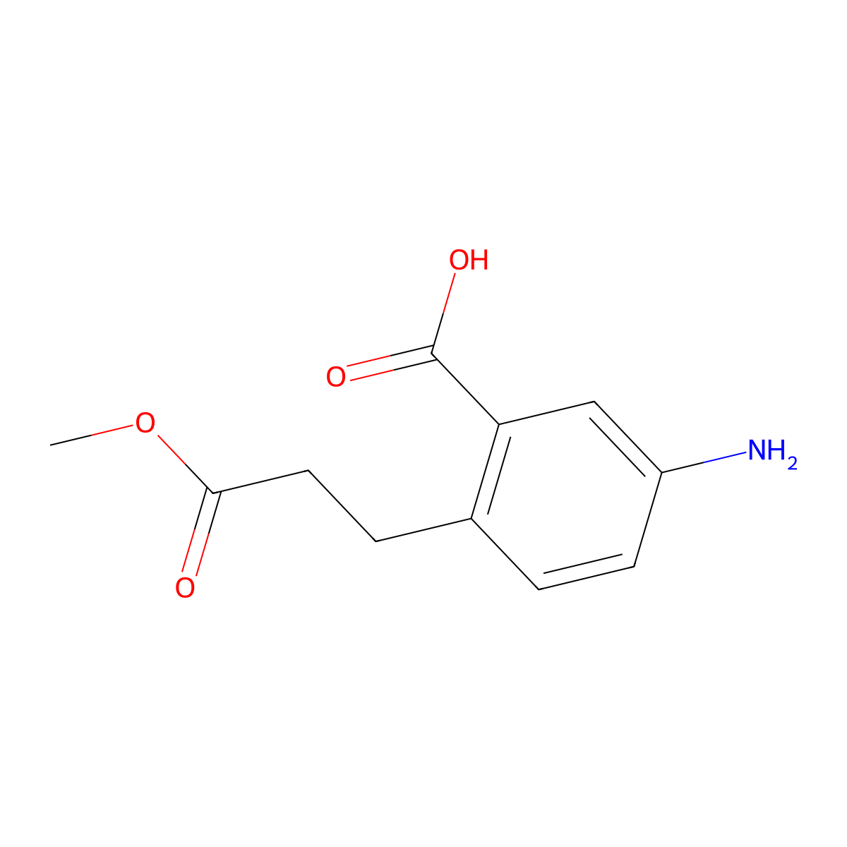 5-Amino-2-(3-methoxy-3-oxopropyl)benzoic acid molecular structure, CAS 1807059-83-1