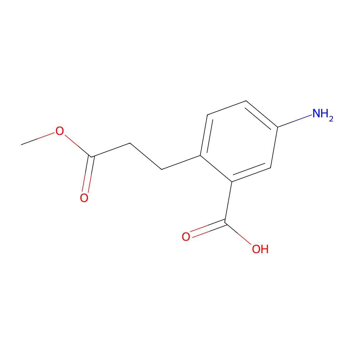 5-Amino-2-(3-methoxy-3-oxopropyl)benzoic acid molecular structure, CAS 1807059-83-1