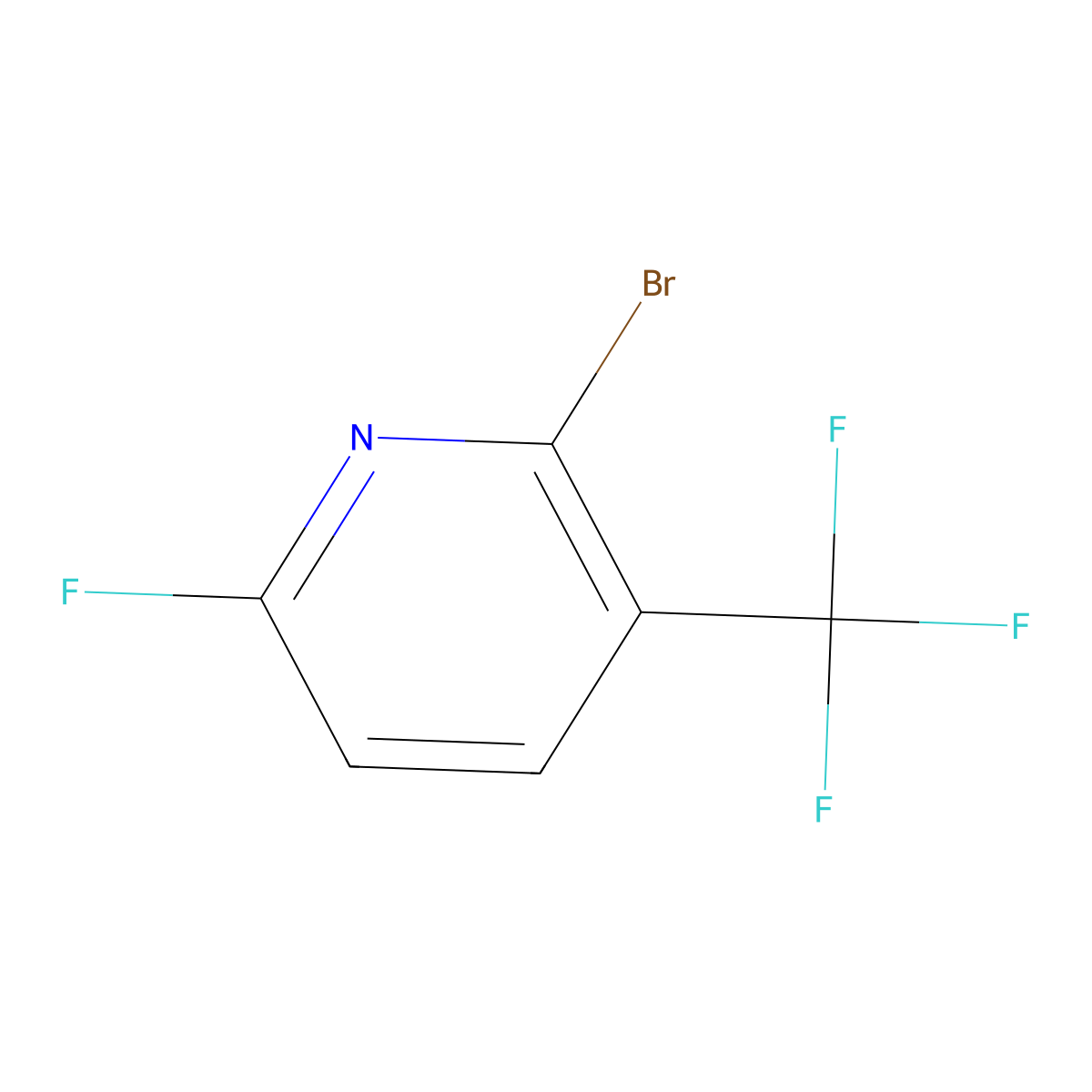 2-Bromo-6-fluoro-3-(trifluoromethyl)pyridine molecular structure, CAS 1807069-94-8
