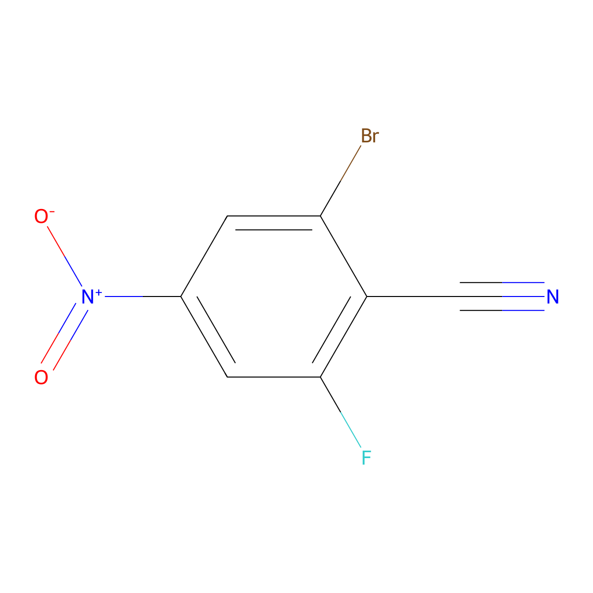 2-Bromo-6-fluoro-4-nitrobenzonitrile molecular structure, CAS 1807071-71-1
