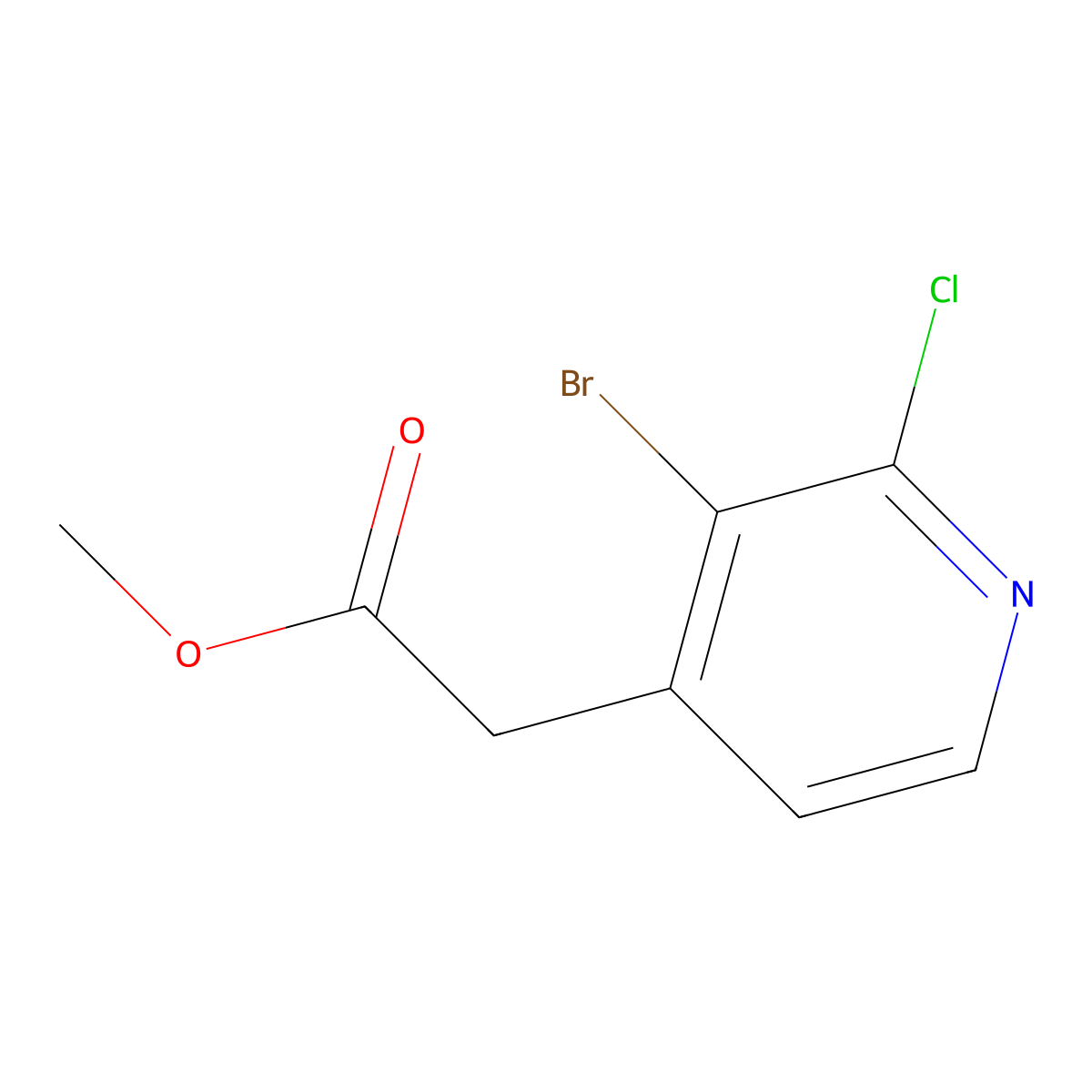 Methyl 2-(3-bromo-2-chloropyridin-4-yl)acetate molecular structure, CAS 1807072-59-8