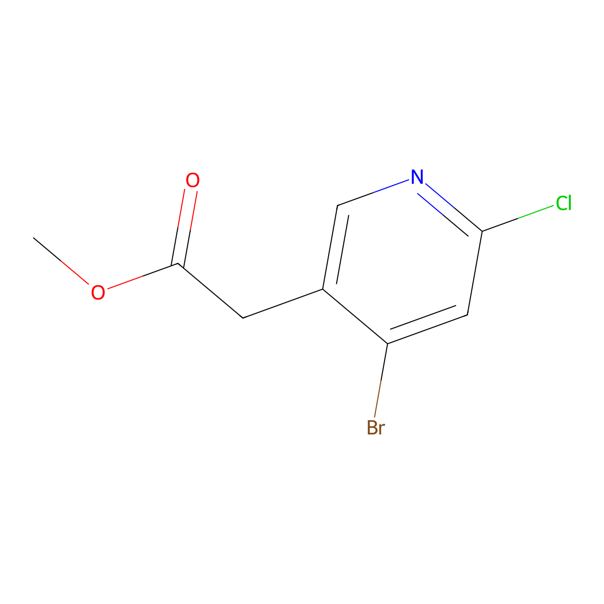 Methyl 2-(4-bromo-6-chloropyridin-3-YL)acetate molecular structure, CAS 1807072-62-3