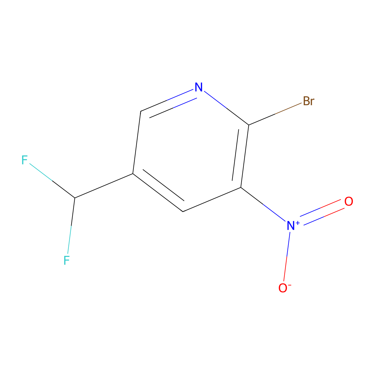 2-Bromo-5-(difluoromethyl)-3-nitropyridine molecular structure, CAS 1807076-85-2