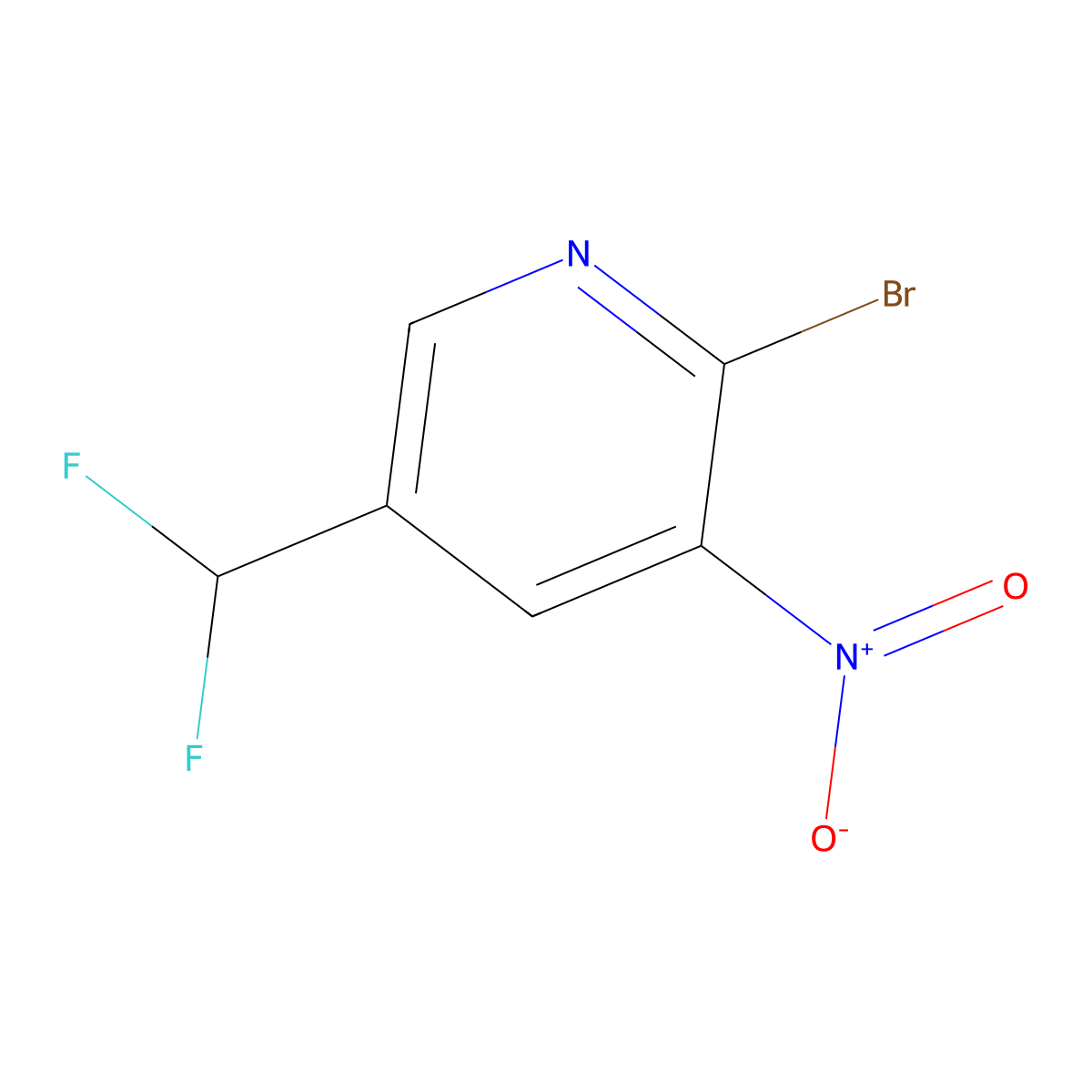 2-Bromo-5-(difluoromethyl)-3-nitropyridine molecular structure, CAS 1807076-85-2