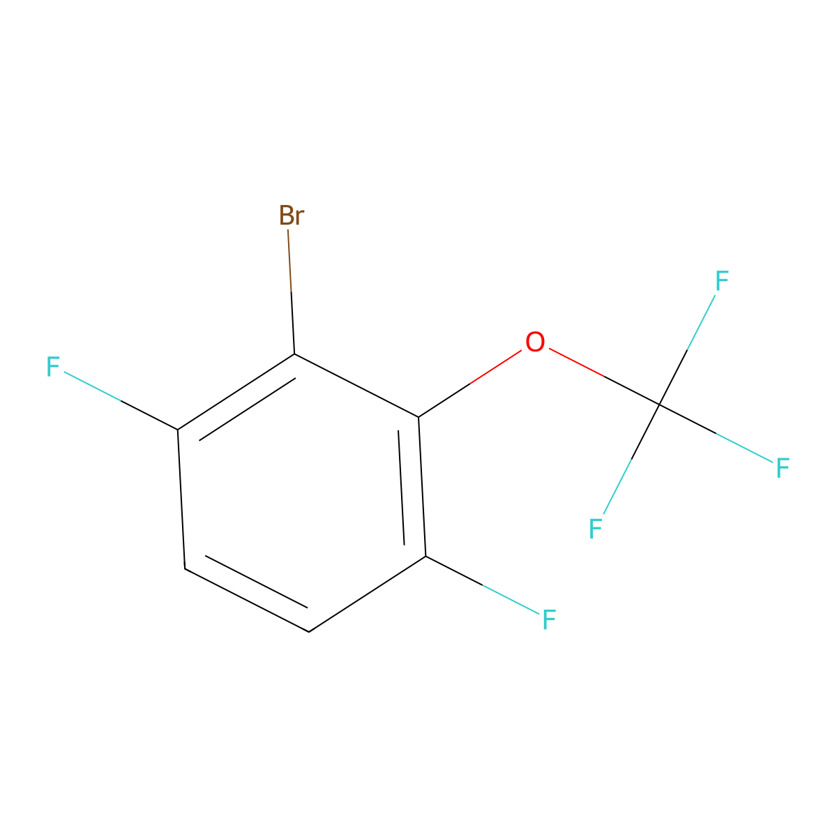 1-Bromo-3,6-difluoro-2-(trifluoromethoxy)benzene molecular structure, CAS 1807078-27-8