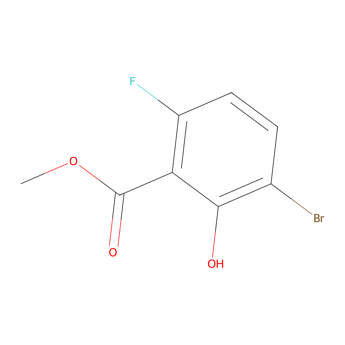 Methyl 3-bromo-6-fluoro-2-hydroxybenzoate molecular structure, CAS 1807080-41-6