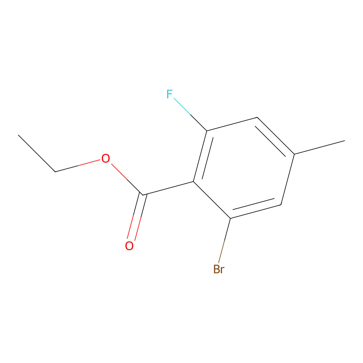 Ethyl 2-bromo-6-fluoro-4-methylbenzoate molecular structure, CAS 1807088-10-3