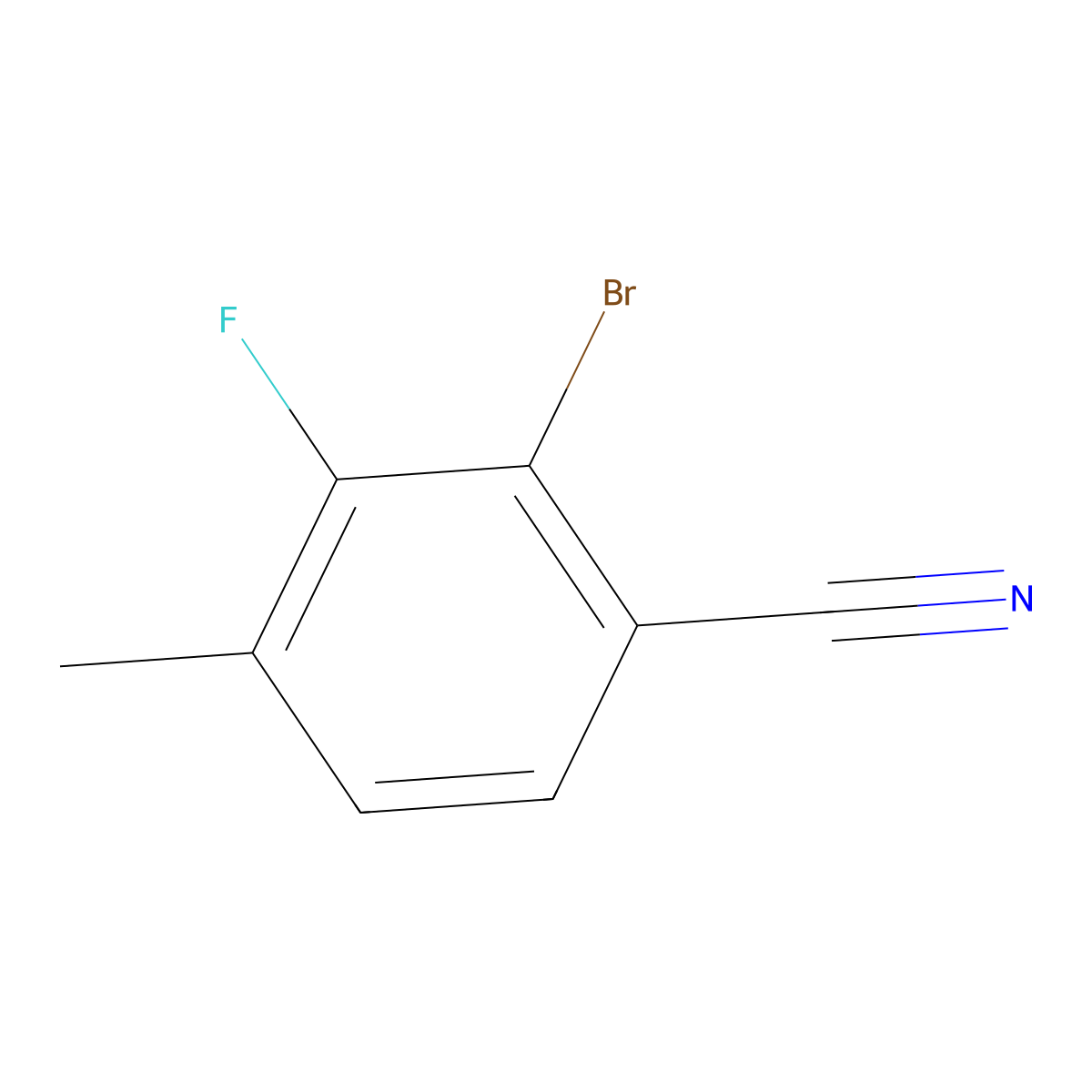 2-Bromo-3-fluoro-4-methylbenzonitrile molecular structure, CAS 1807088-17-0