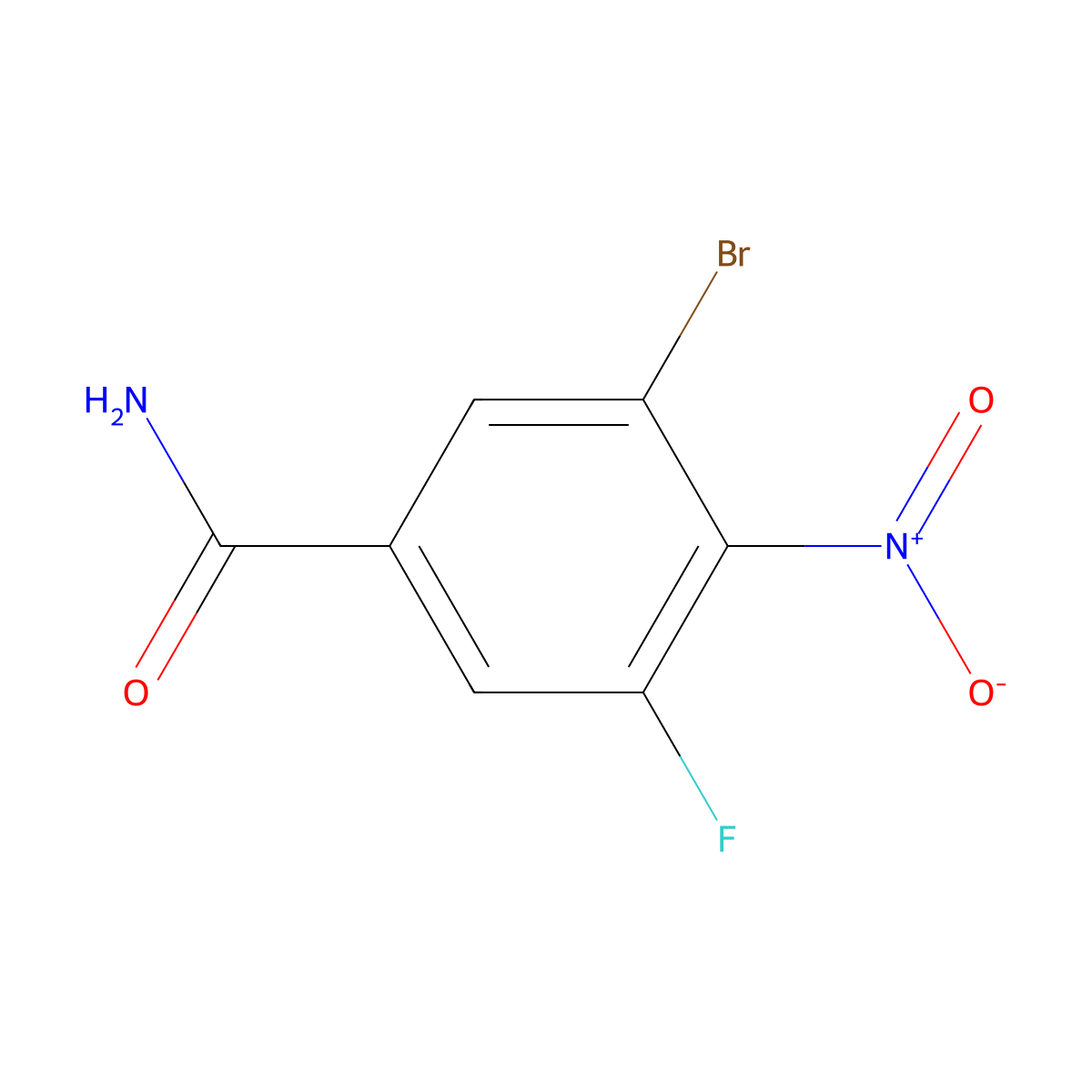 3-Bromo-5-fluoro-4-nitrobenzamide molecular structure, CAS 1807089-08-2