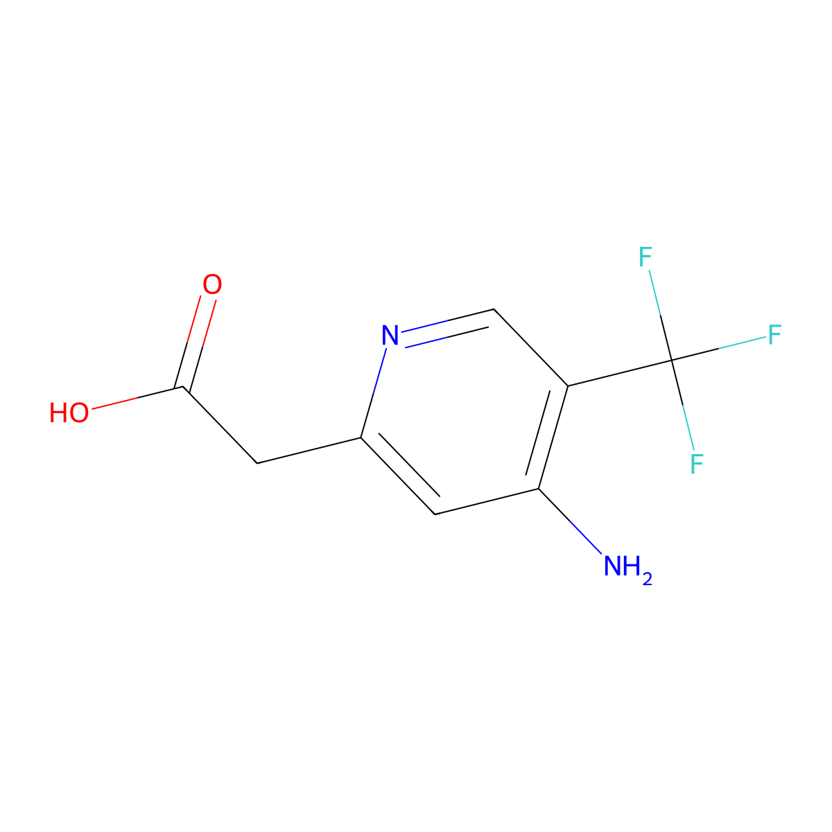 2-(4-Amino-5-(trifluoromethyl)pyridin-2-yl)acetic acid molecular structure, CAS 1807099-63-3
