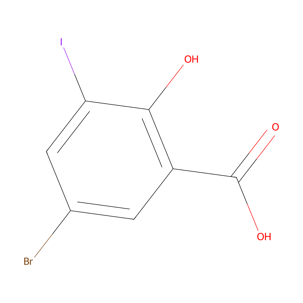 5-Bromo-2-hydroxy-3-iodobenzoic acid molecular structure, CAS 18071-48-2