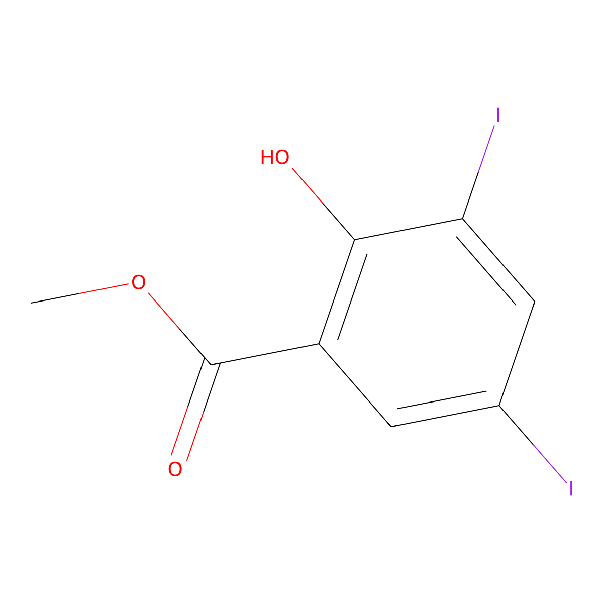 Methyl 2-hydroxy-3,5-diiodobenzoate molecular structure, CAS 18071-50-6