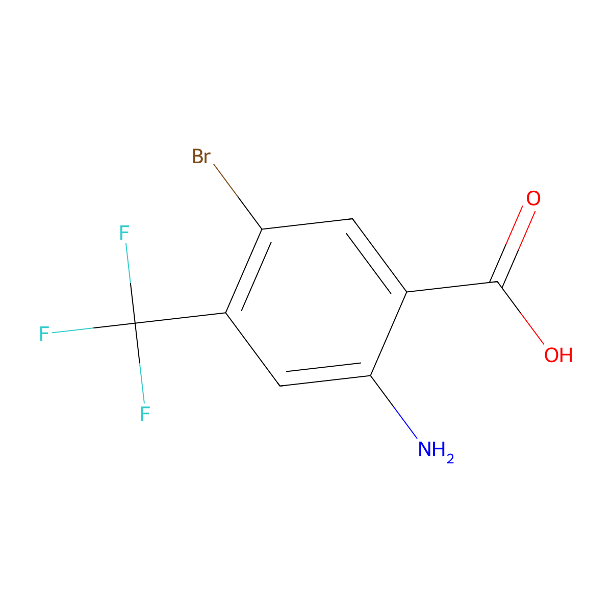 2-Amino-5-bromo-4-(trifluoromethyl)benzoic acid molecular structure, CAS 1807102-05-1