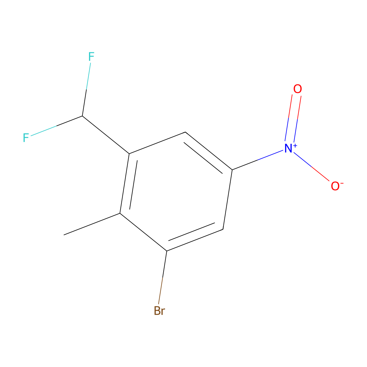 1-Bromo-3-(difluoromethyl)-2-methyl-5-nitrobenzene molecular structure, CAS 1807109-35-8